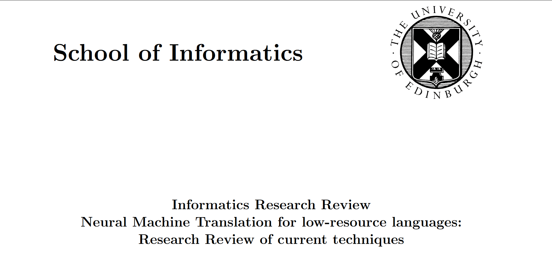 Image showing the Research Review of Neural Techniques for low-resource language translation project.